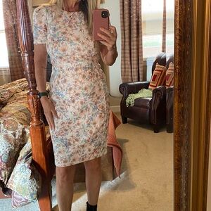 Calvin Klein Pastel Floral Midi Sheath Dress